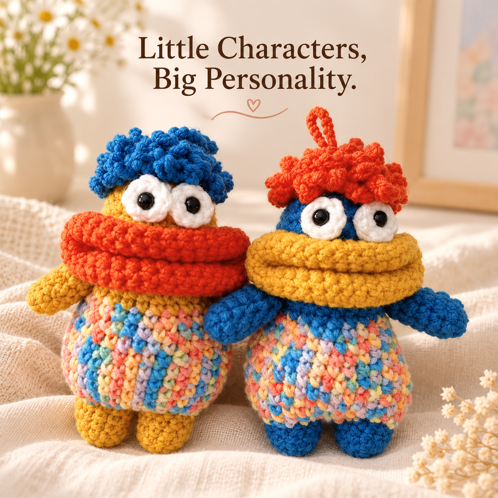 Crochet Monster Key Pouch – Colourful Big-Mouth Mini Case