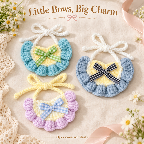 Crochet Pet Bib – Cute Tie-On Accessory for Cats & Small Dogs