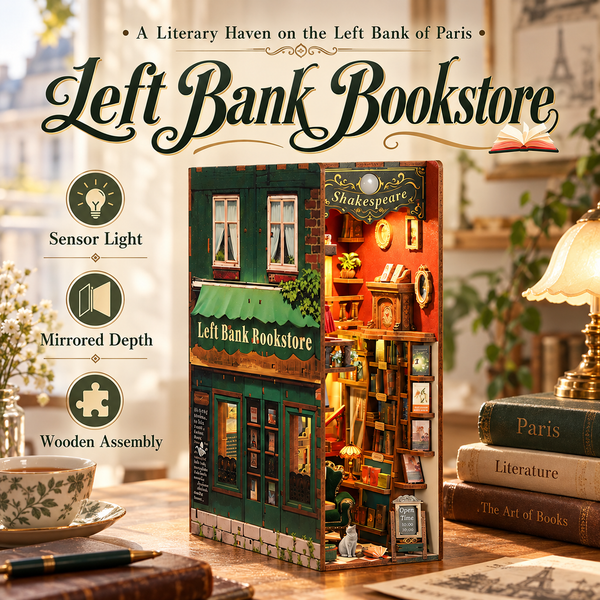 Left Bank Bookstore DIY Book Nook Kit with Sensor LED Light
