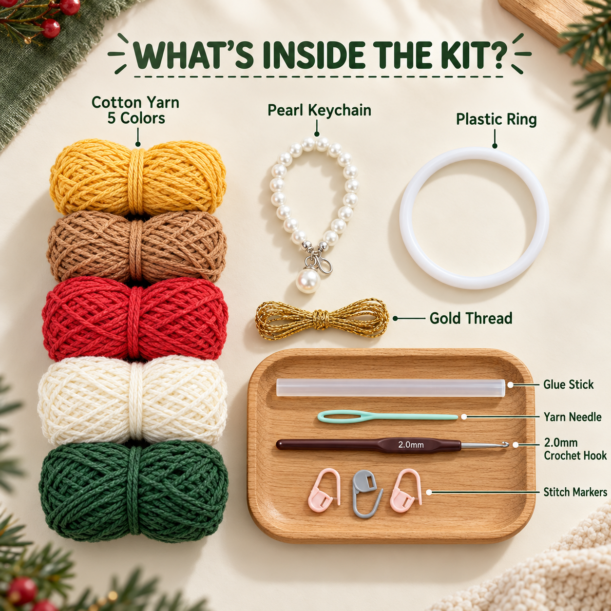 Christmas Wreath DIY Crochet Kit with Video Tutorials Secondary image