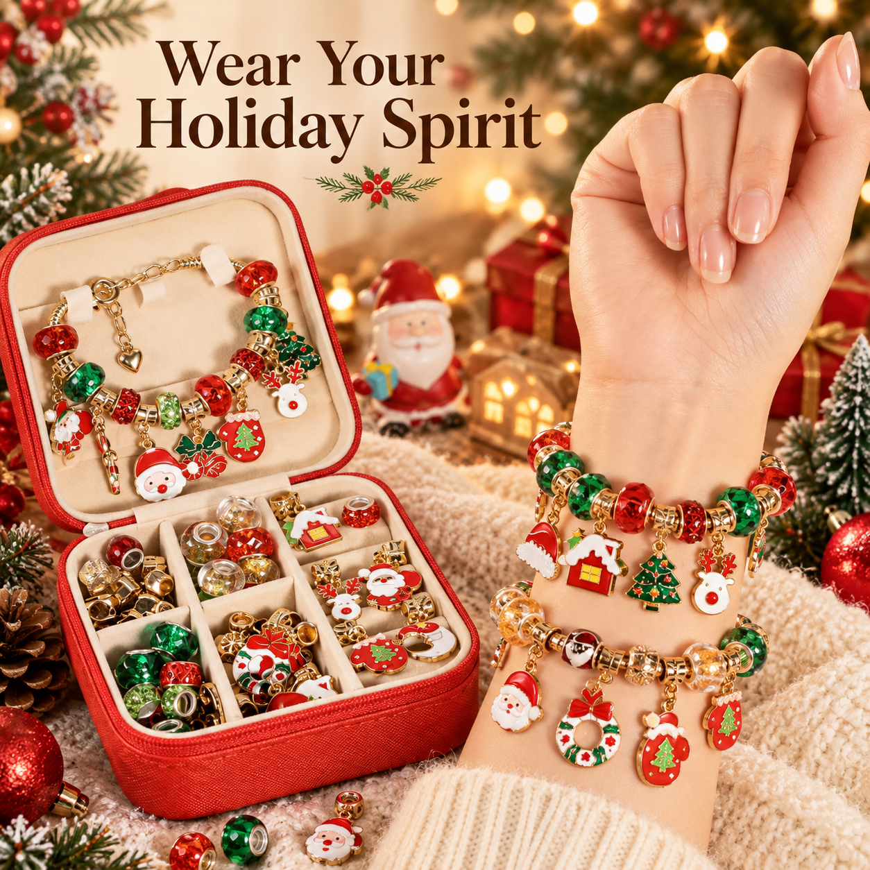 Christmas Charm Bracelet Making Kit with Jewelry Storage Case Secondary image