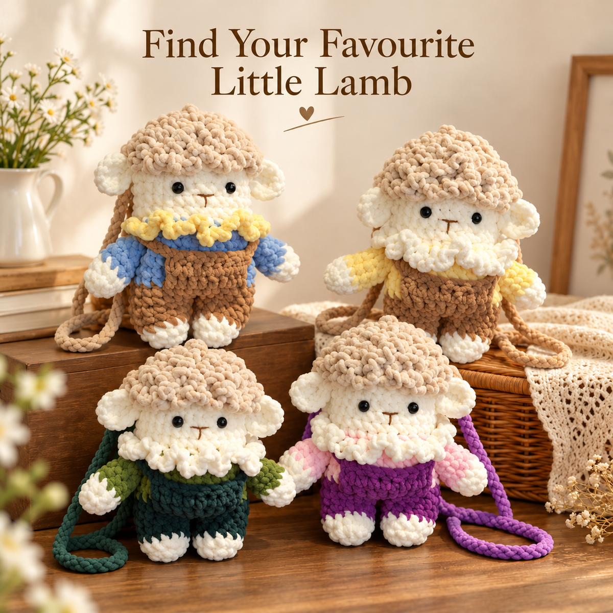 Crochet Lamb Crossbody Bag – Cute Mini Shoulder Bag