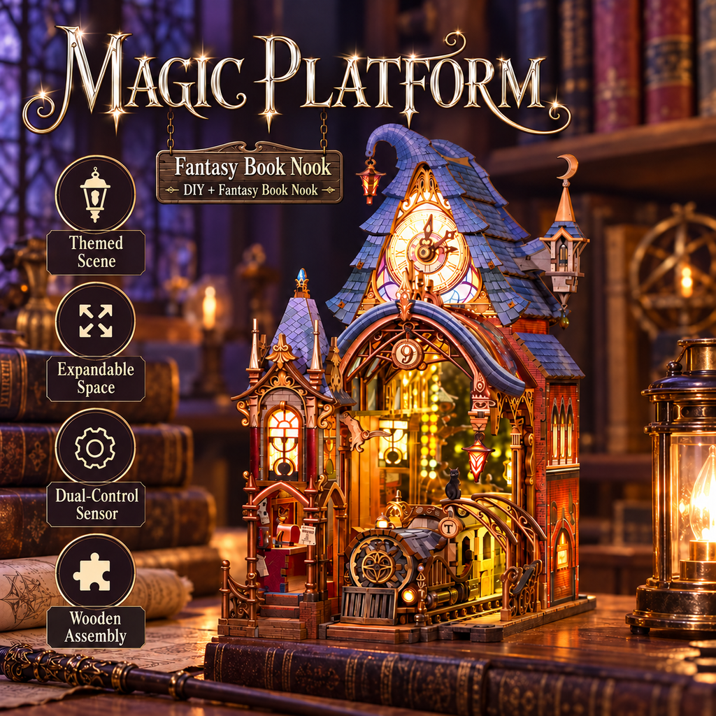 Magic Platform DIY Book Nook Kit with Lights, Expandable Platform and Endless Mirror Tunnel