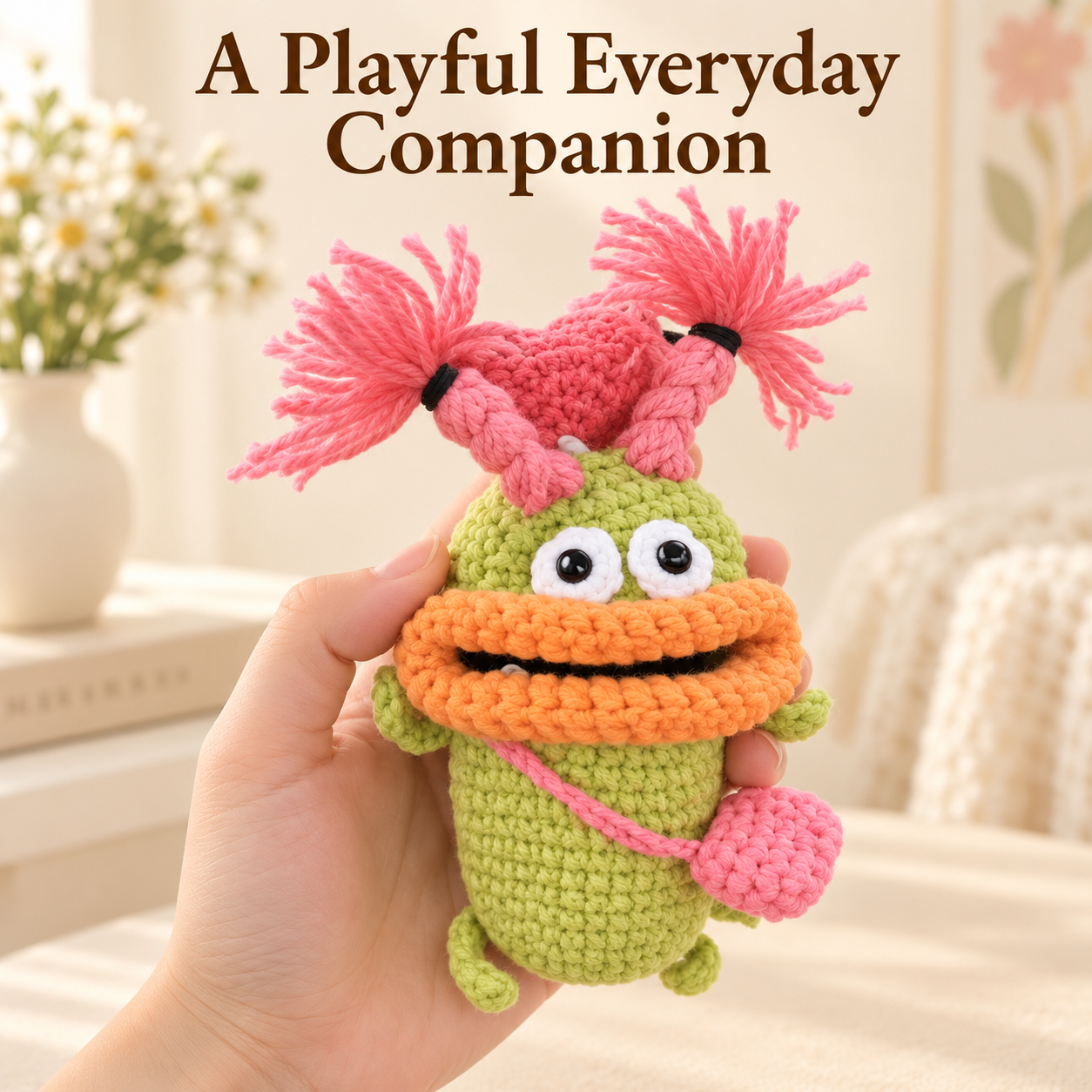 Crochet Monster Key Pouch – Colourful Big-Mouth Mini Case Secondary image