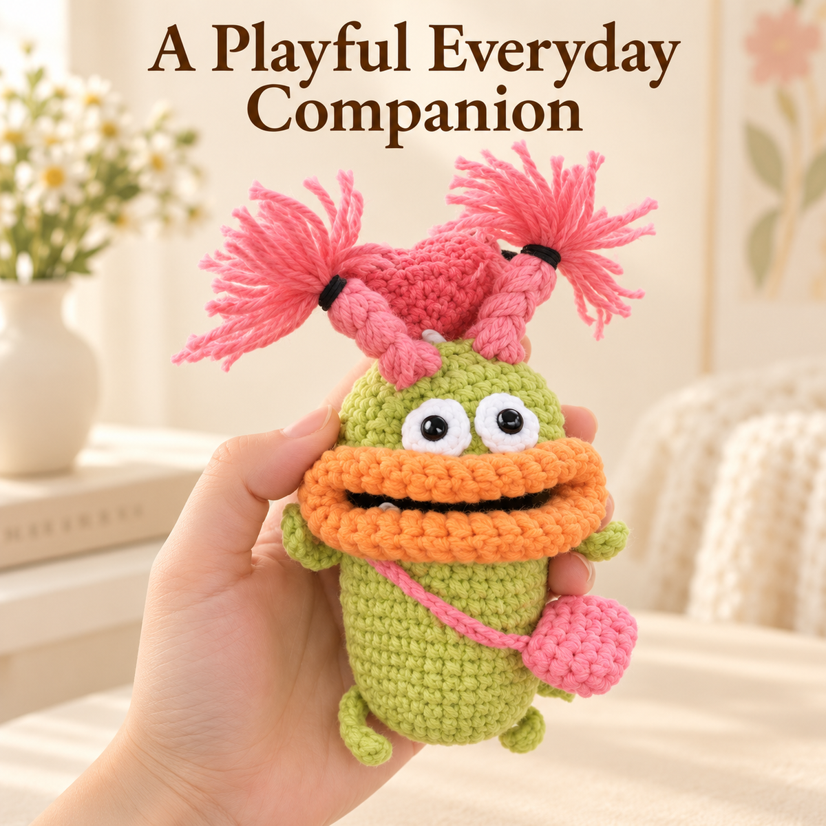 Crochet Monster Key Pouch – Colourful Big-Mouth Mini Case