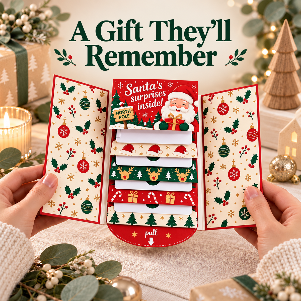 Christmas Pull-Tab Gift Card Holder – A Magical Holiday Surprise Booklet