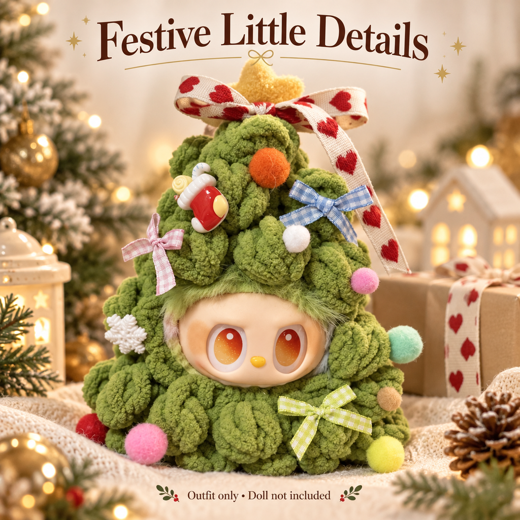 Christmas Tree Doll Outfit – Festive Star & Bow Costume