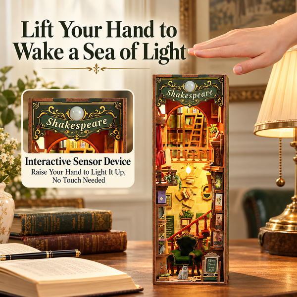 Left Bank Bookstore DIY Book Nook Kit with Sensor LED Light