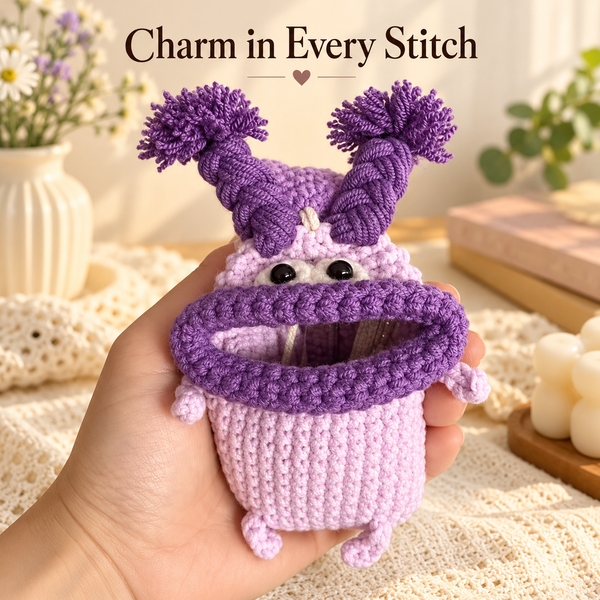 Crochet Monster Key Pouch – Colourful Big-Mouth Mini Case