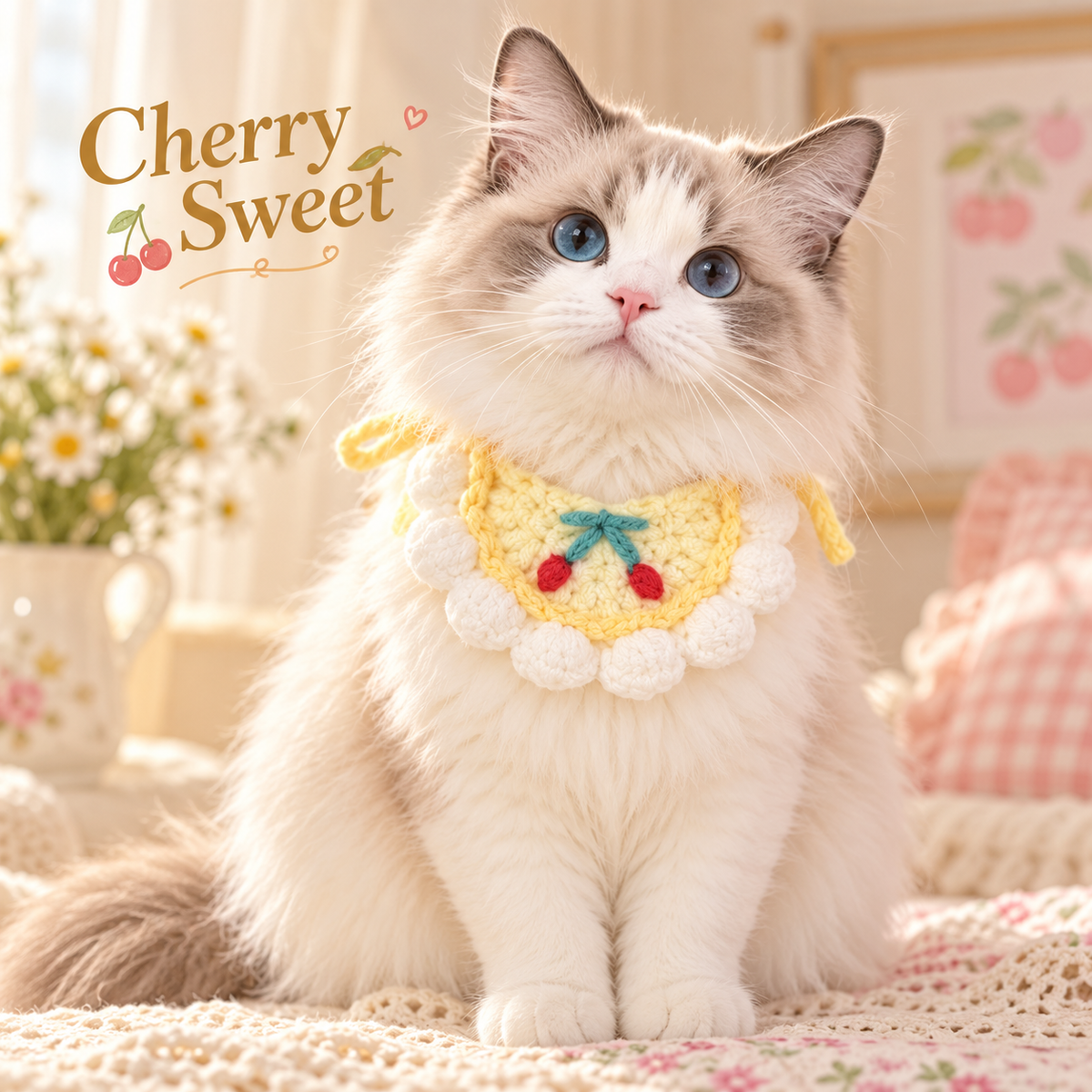 Crochet Pet Bib – Cute Tie-On Accessory for Cats & Small Dogs Main image