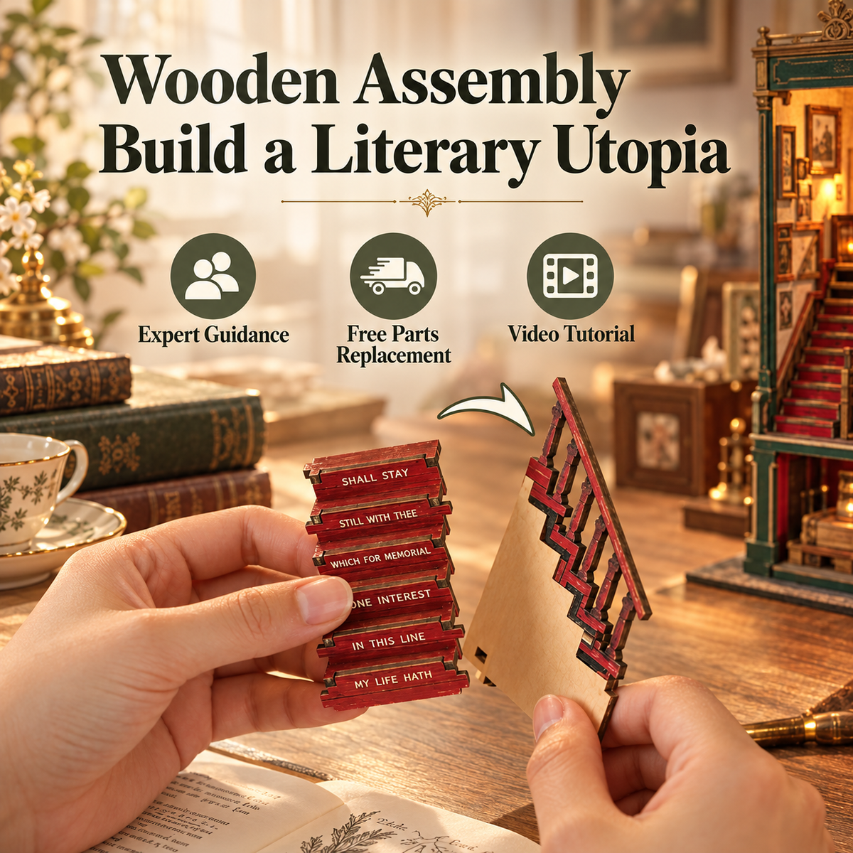 Left Bank Bookstore DIY Book Nook Kit with Sensor LED Light