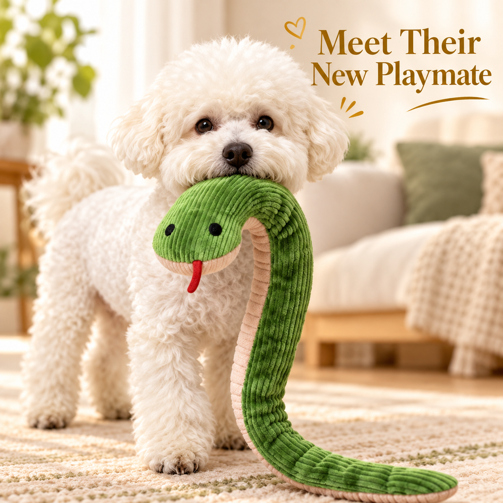 Crinkle Snake Dog Toy – Soft Plush Playmate