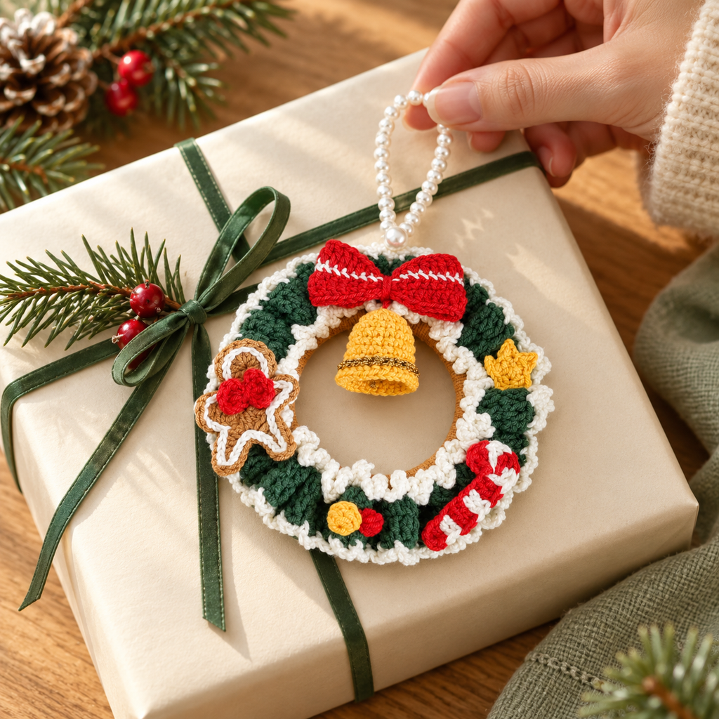 Christmas Wreath DIY Crochet Kit with Video Tutorials