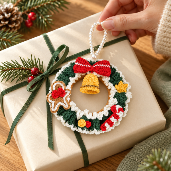 Christmas Wreath DIY Crochet Kit with Video Tutorials