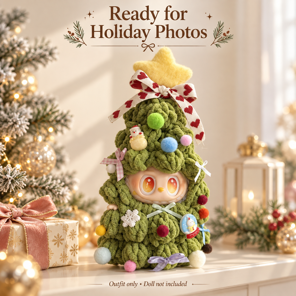 Christmas Tree Doll Outfit – Festive Star & Bow Costume