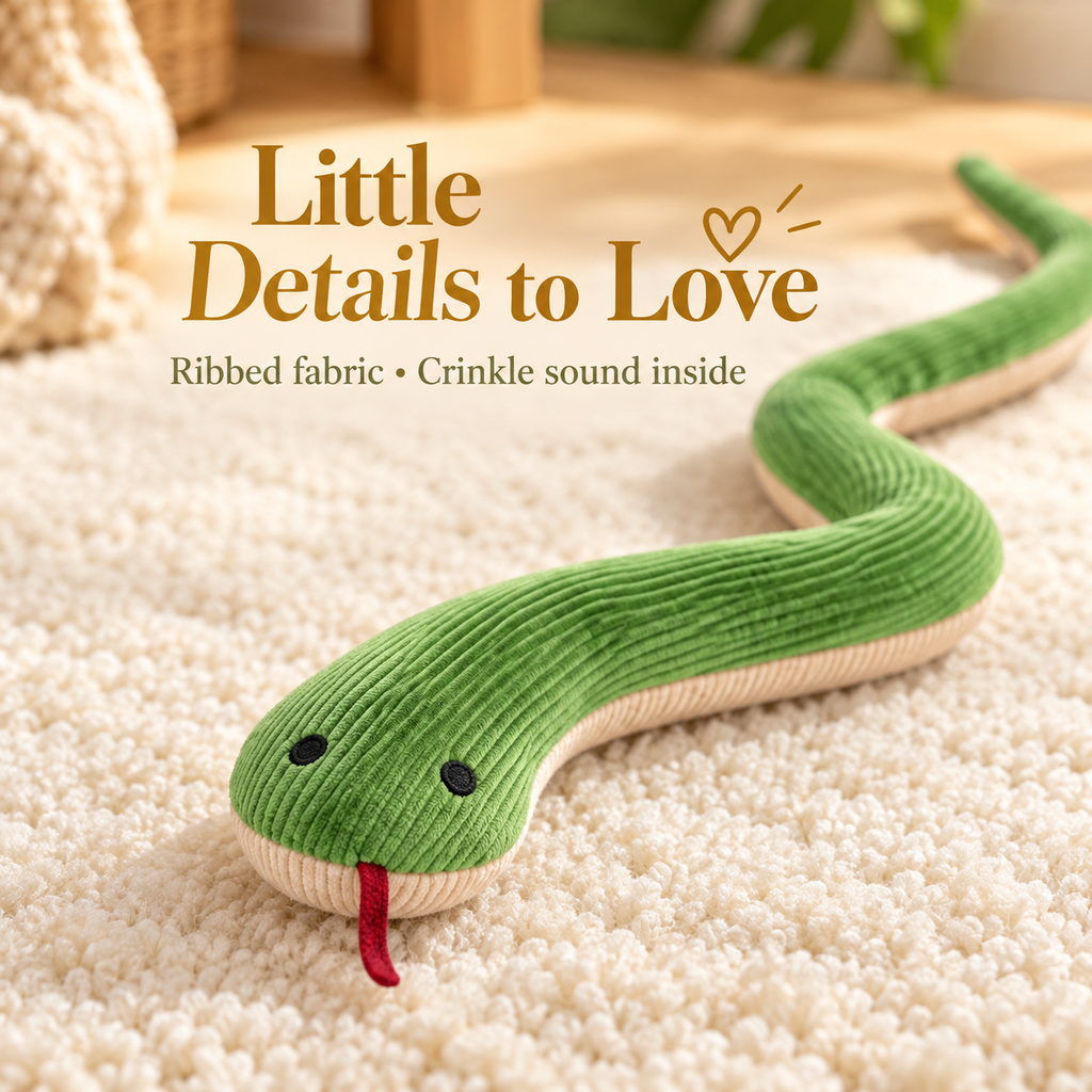 Crinkle Snake Dog Toy – Soft Plush Playmate