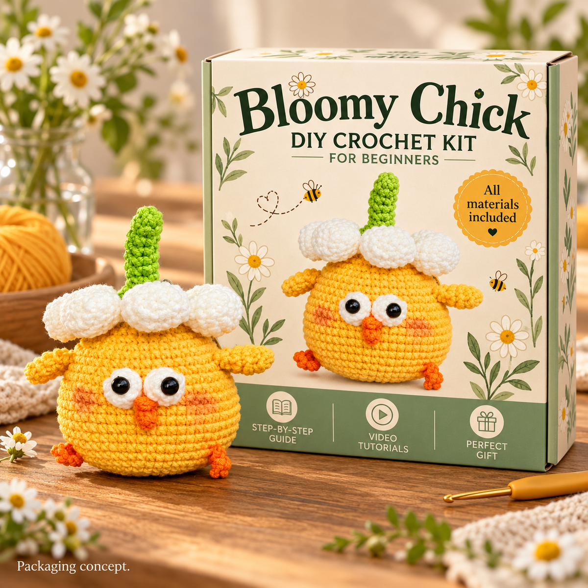 Bloomy Chick Crochet Kit – Beginner-Friendly DIY Craft Set