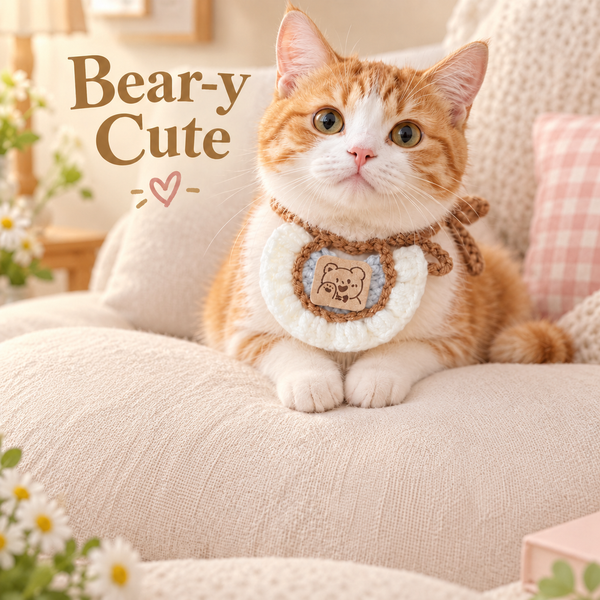 Crochet Pet Bib – Cute Tie-On Accessory for Cats & Small Dogs