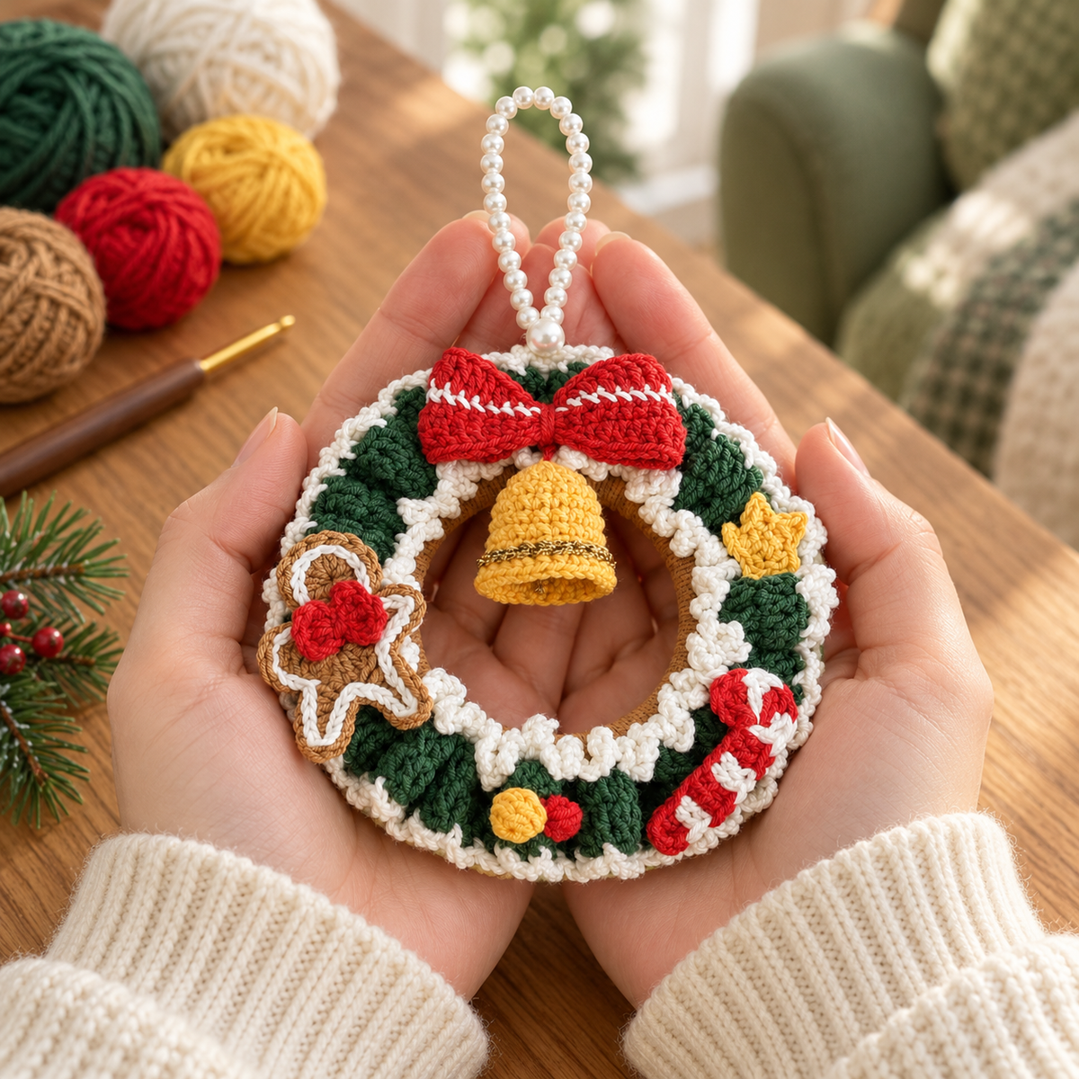 Christmas Wreath DIY Crochet Kit with Video Tutorials