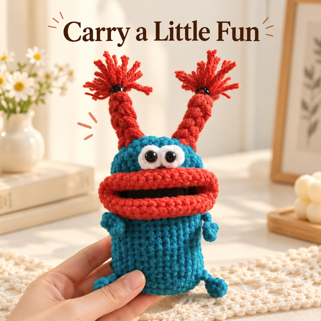 Crochet Monster Key Pouch – Colourful Big-Mouth Mini Case