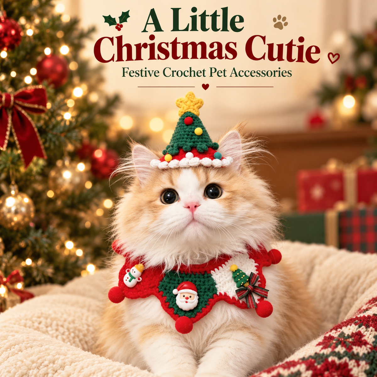 Christmas Crochet Cat Hats & Collars — Festive Pet Accessories Main image
