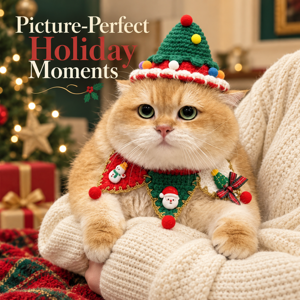 Christmas Crochet Cat Hats & Collars — Festive Pet Accessories