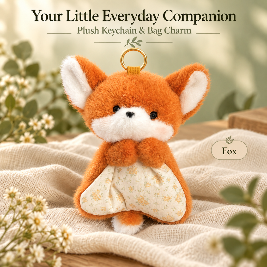 Animal Plush Keychain & Bag Charm — Lamb, Bunny, Fox & Pig