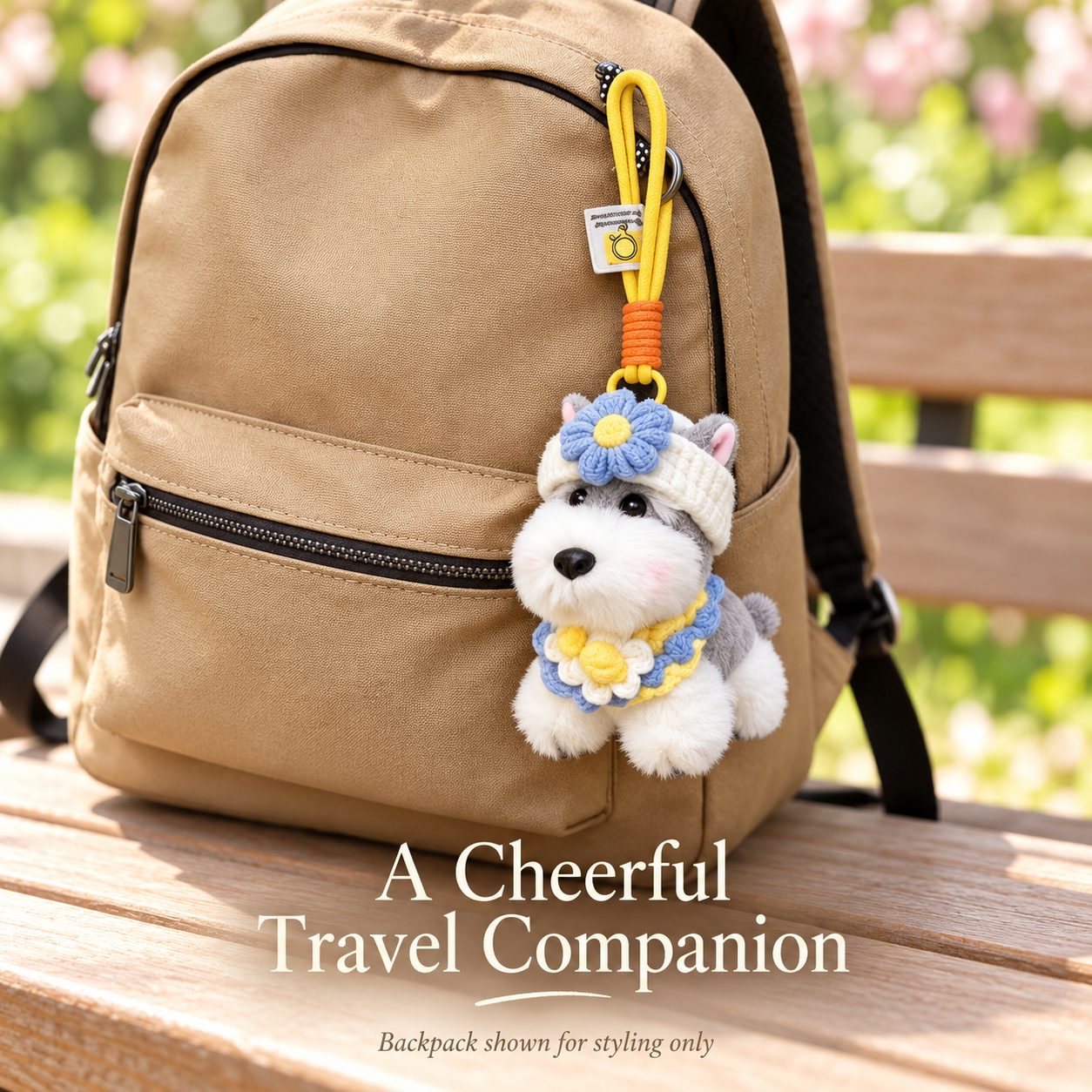 Floral Schnauzer Plush Bag Charm & Keychain Secondary image