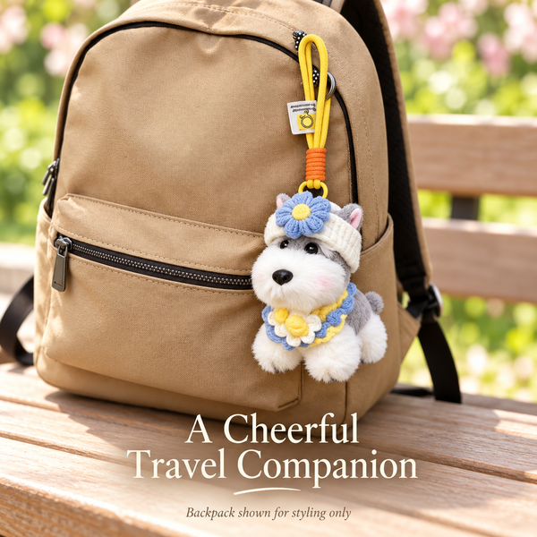 Floral Schnauzer Plush Bag Charm & Keychain