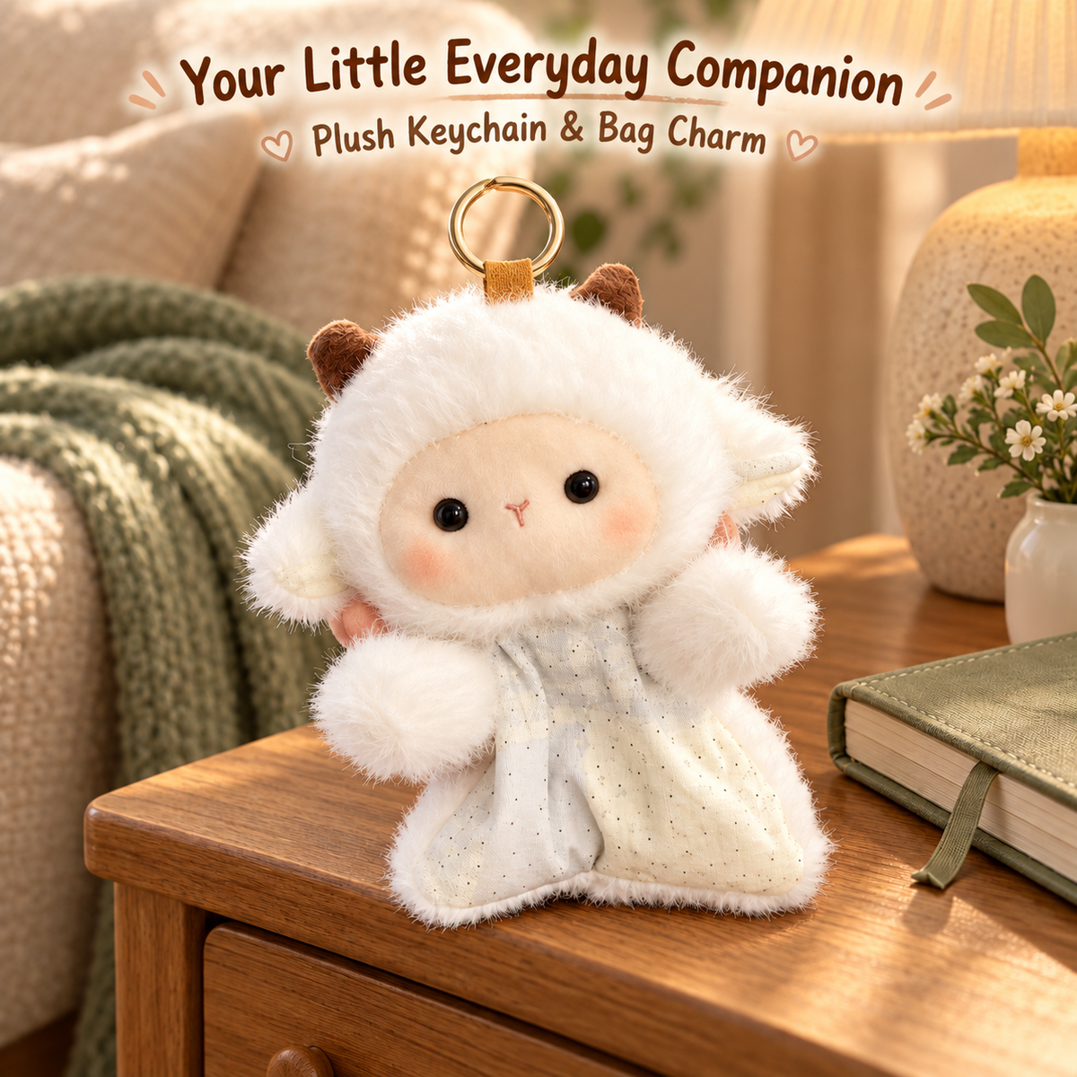 Animal Plush Keychain & Bag Charm — Lamb, Bunny, Fox & Pig