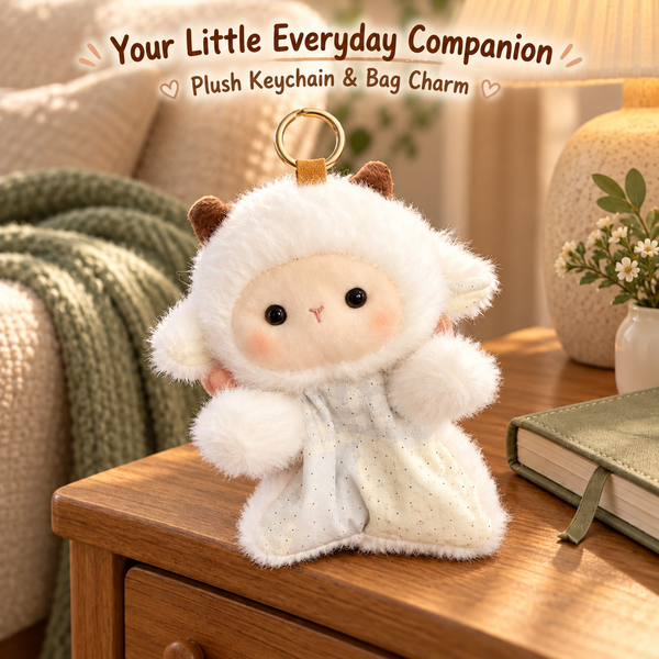 Animal Plush Keychain & Bag Charm — Lamb, Bunny, Fox & Pig