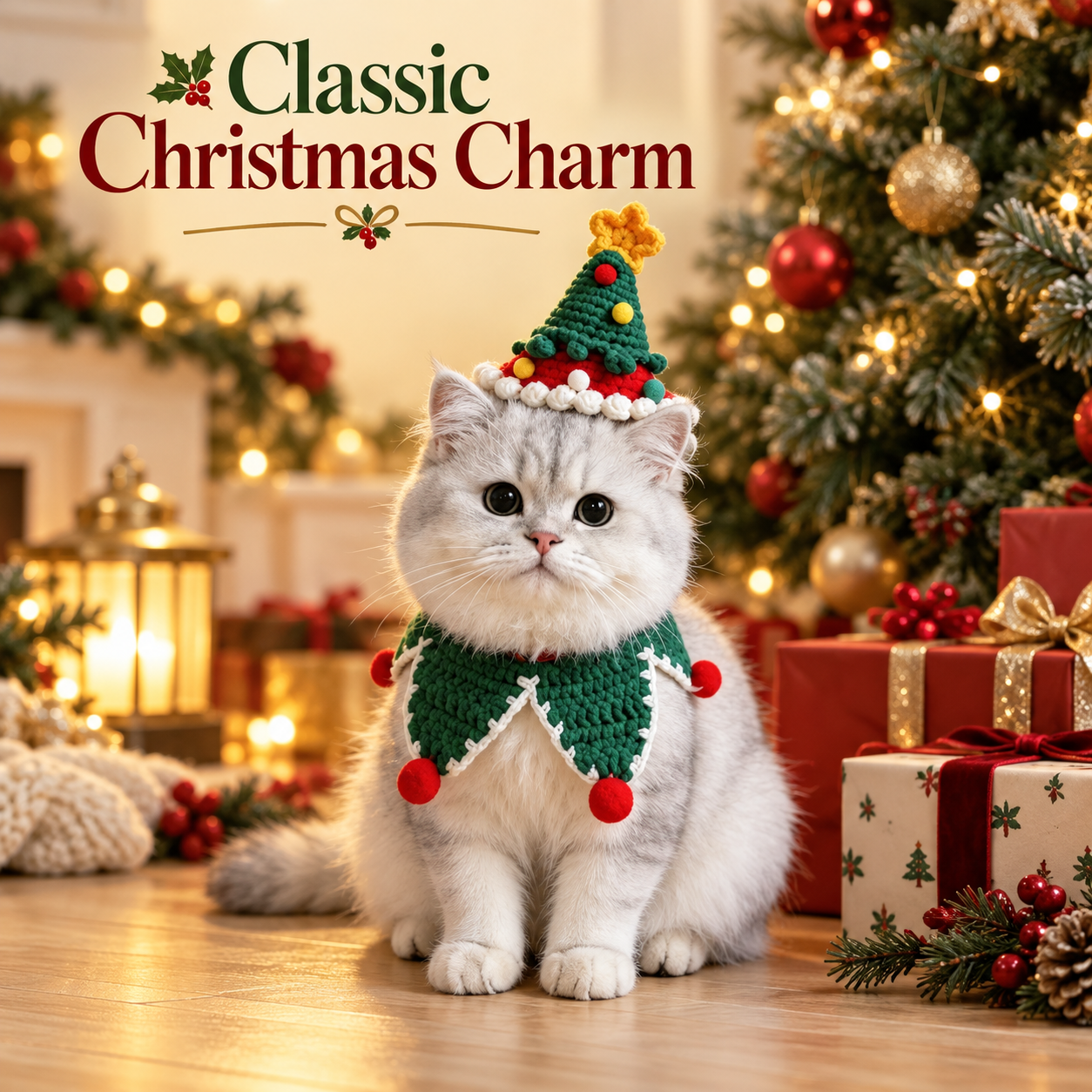 Christmas Crochet Cat Hats & Collars — Festive Pet Accessories Secondary image