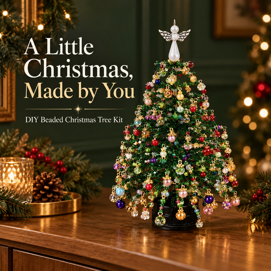 DIY Beaded Christmas Tree Kit with Angel Topper