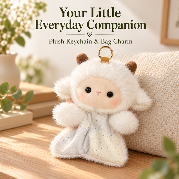 Animal Plush Keychain & Bag Charm — Lamb, Bunny, Fox & Pig