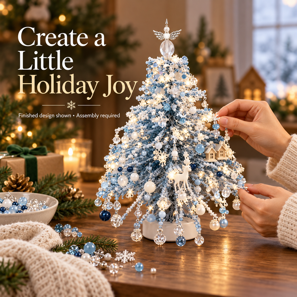 DIY Beaded Christmas Tree Kit with Angel Topper